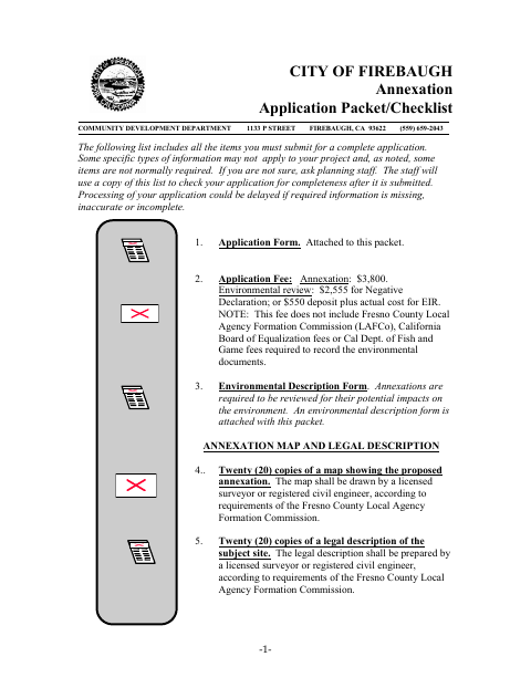 First page of the Annexation Application