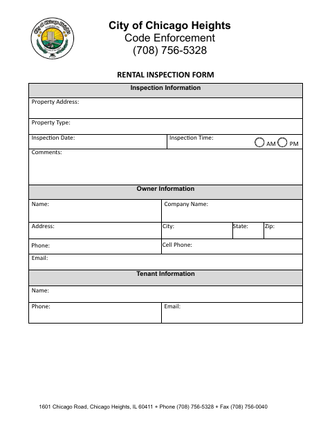 First page of the Rental Inspection Form