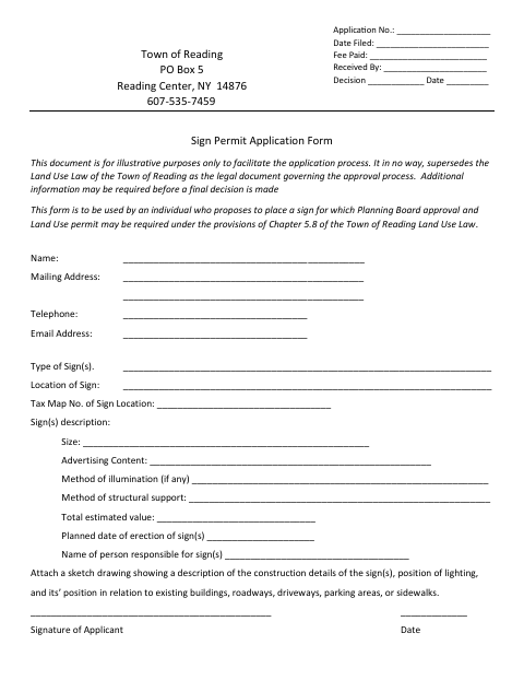 First page of the Sign Permit Application