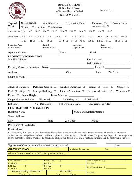 First page of the Building Permit