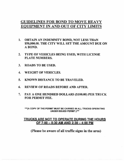First page of the Heavy Load Permit Pack