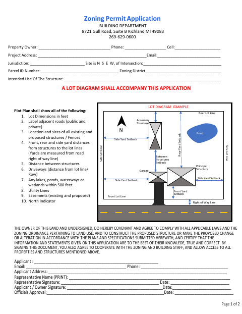 First page of the Zoning Permit Application