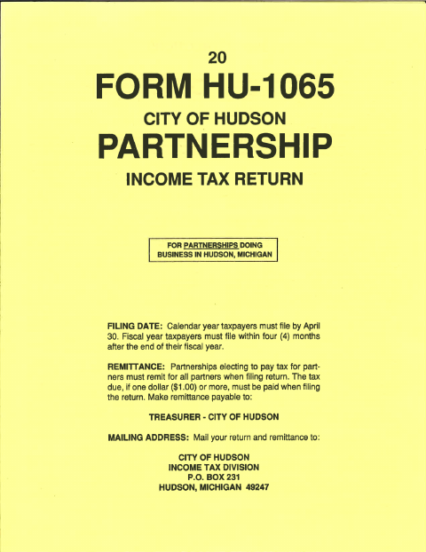 First page of the Partnership Income Tax Return