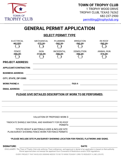 First page of the General Permit Application