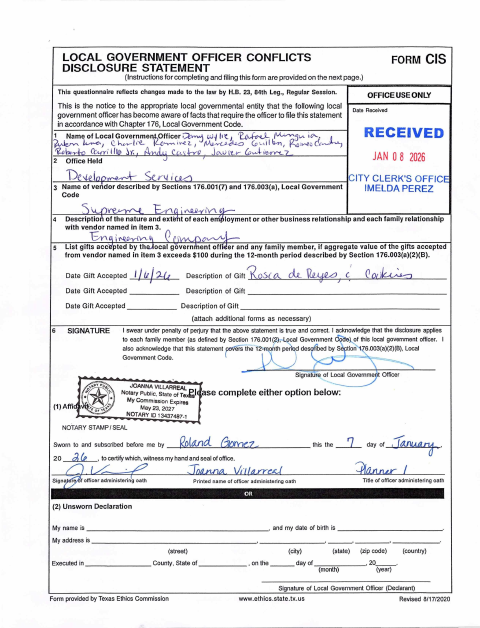 First page of the Local Government Officer Conflicts Form (CIS)