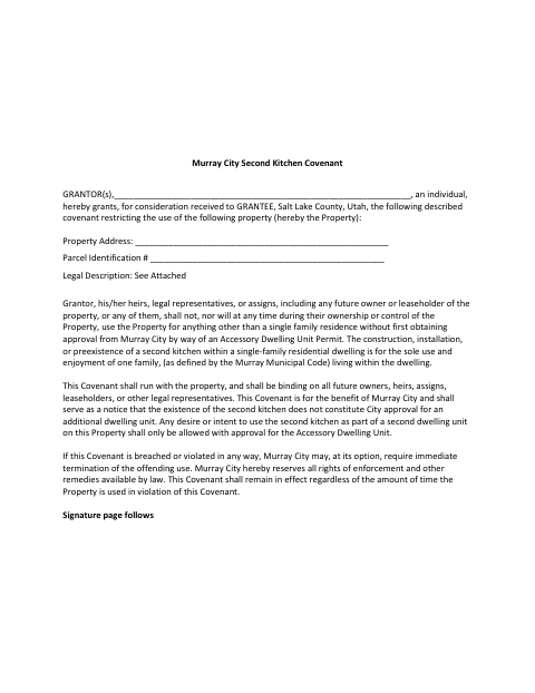First page of the Second Kitchen Covenant