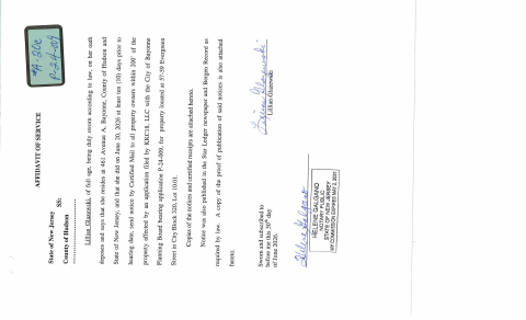 First page of the A-20c Affidavit of Service P-24-009