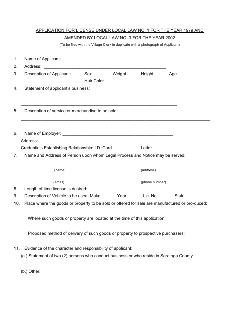 First page of the Vendor Permit Application