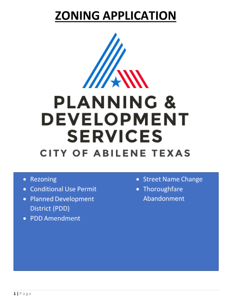 First page of the Zoning Application