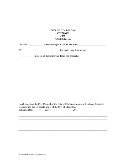 First page of the Petition for Annexation