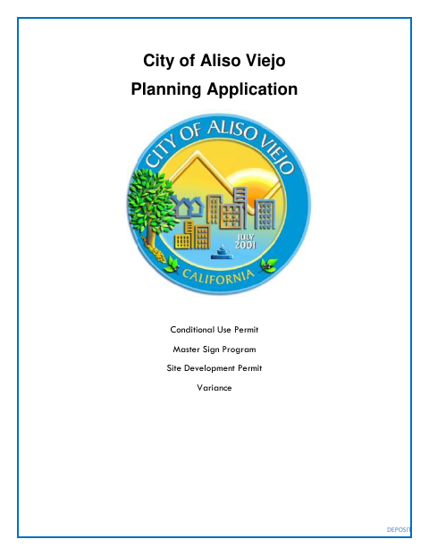 First page of the Variance Application