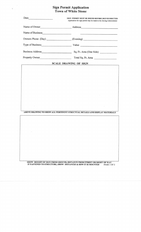 First page of the Sign Permit Application