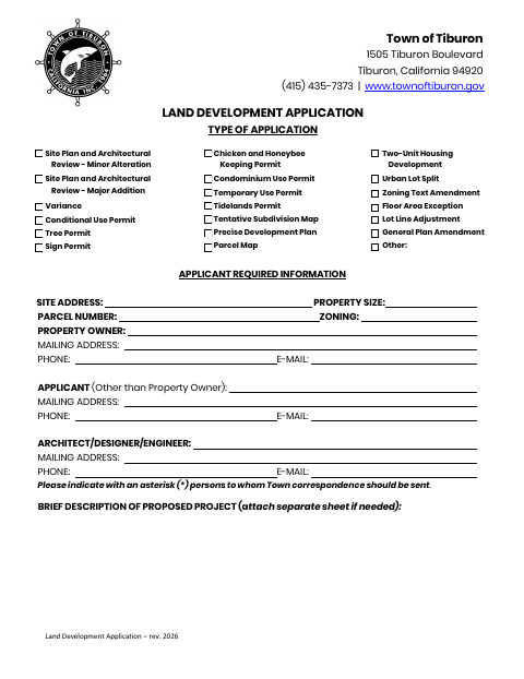 First page of the Land Development Application