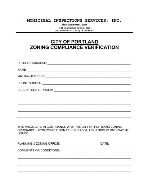 First page of the Zoning Compliance Verification