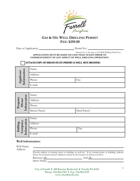 First page of the Gas & Oil Well Drilling Permit