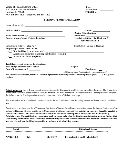 First page of the Building Permit Application