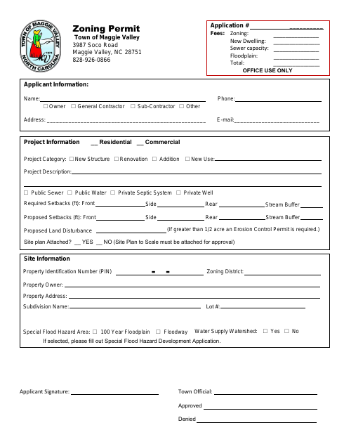 First page of the Zoning Permit Application