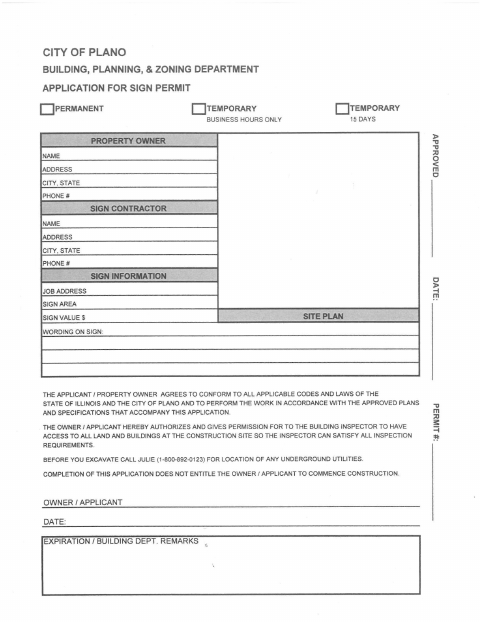 First page of the Sign Permit Application