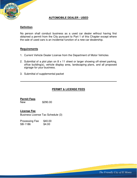 First page of the Automobile Dealer - Used