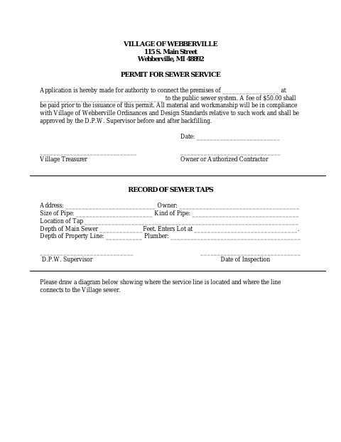 First page of the Permit for Sewer Service