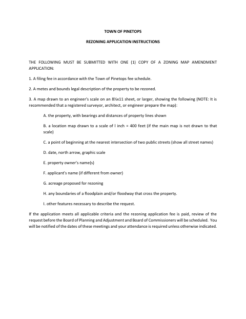 First page of the Zoning Map Amendment Application