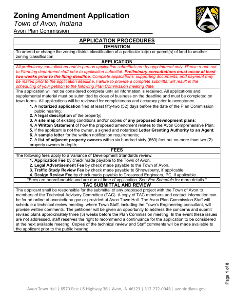 First page of the Zoning Amendment Application