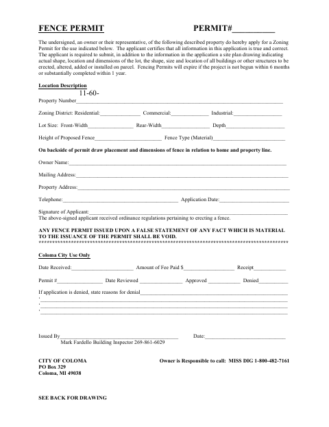 First page of the Fence Permit