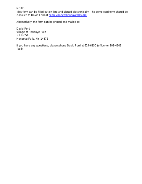 First page of the Site Plan Approval Application
