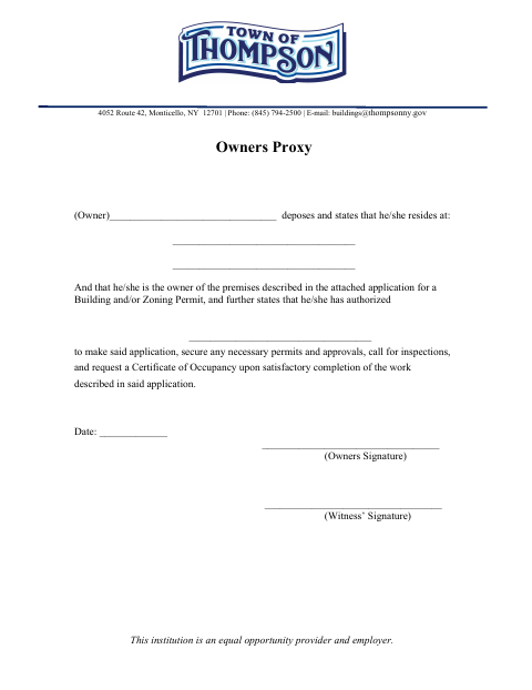 First page of the Owner's Proxy