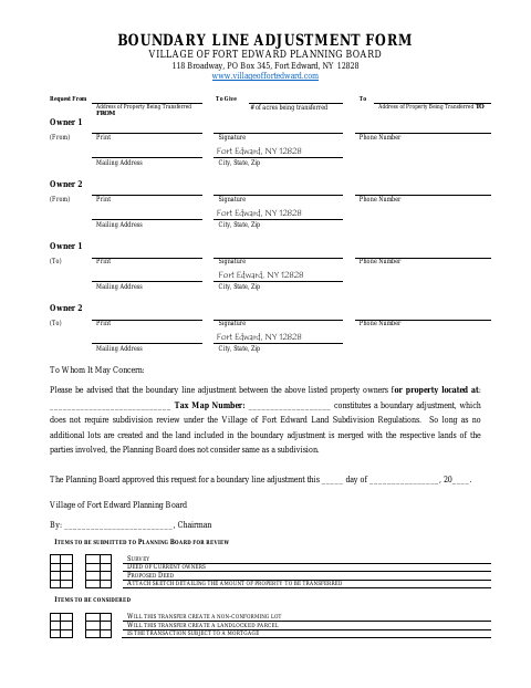 First page of the Boundary Line Adjustment Form
