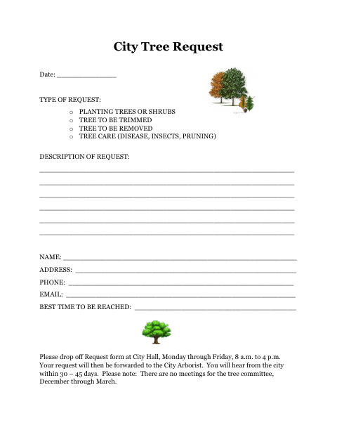 First page of the Tree Request