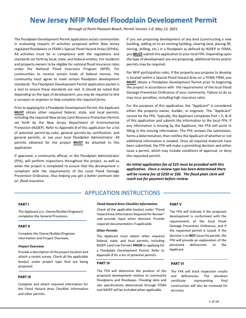 First page of the Floodplain Development Permit Application