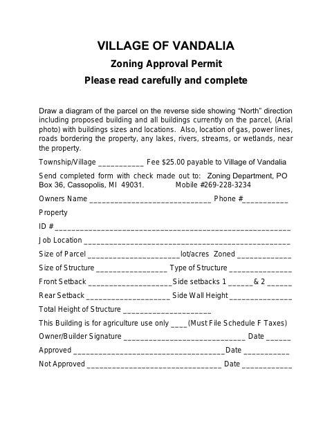 First page of the Zoning Permit Application