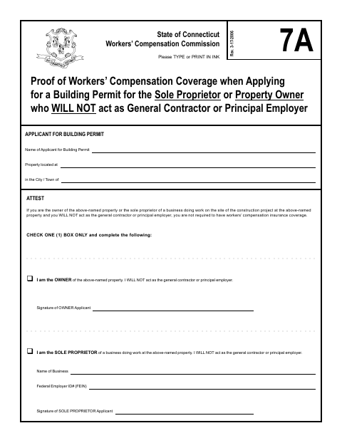 First page of the Proof of Workers’ Compensation Coverage