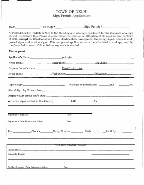 First page of the Sign Permit Application