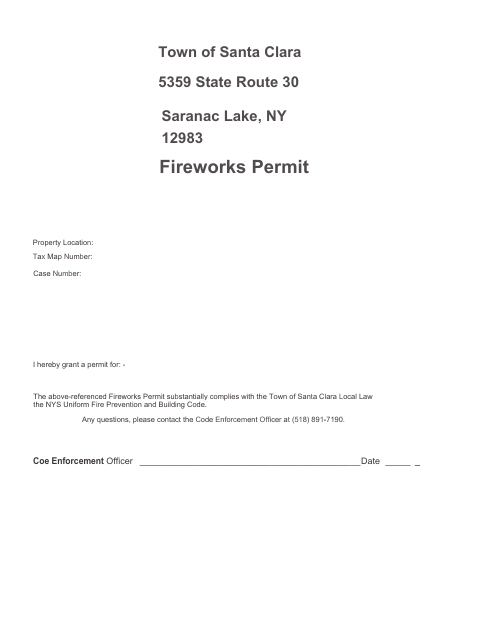 First page of the Fireworks Permit