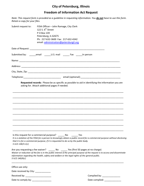 First page of the Freedom of Information Act Request