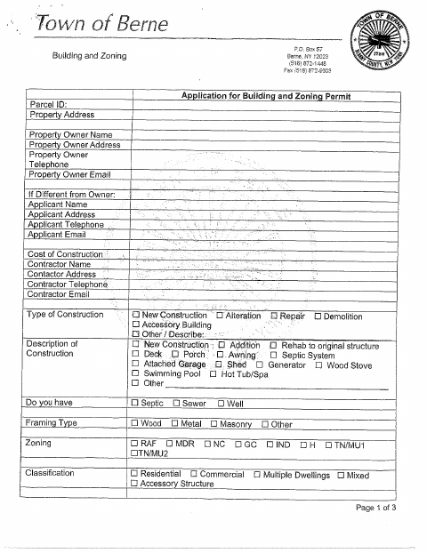 First page of the Building Permit Application