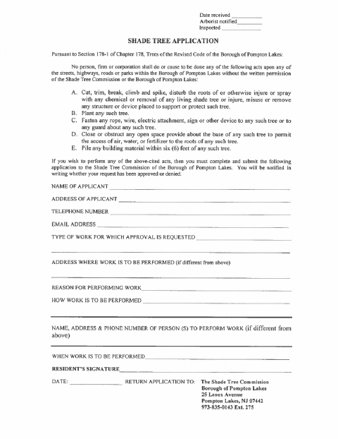 First page of the Public Tree Removal Permit Application