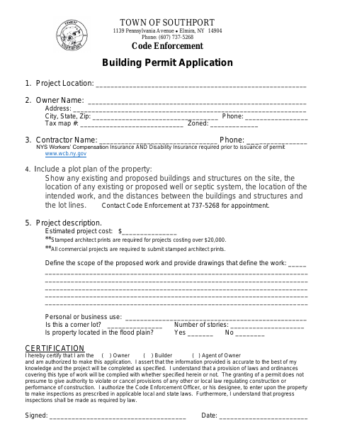 First page of the Building Permit Application