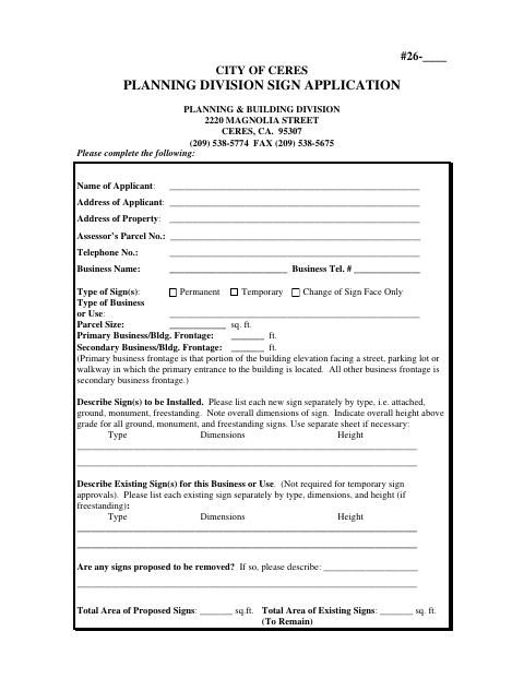 First page of the Sign Application