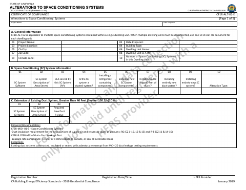 First page of the Alterations to Space Conditioning Systems