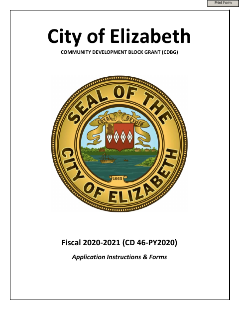 First page of the Community Development Block Grant Application Instructions and Forms
