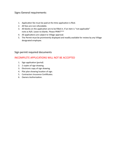 First page of the Sign Permit Application