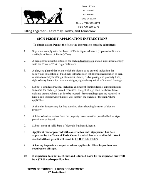 First page of the Sign Permit Application