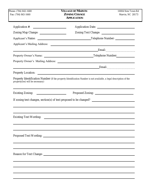 First page of the Zoning Change Application