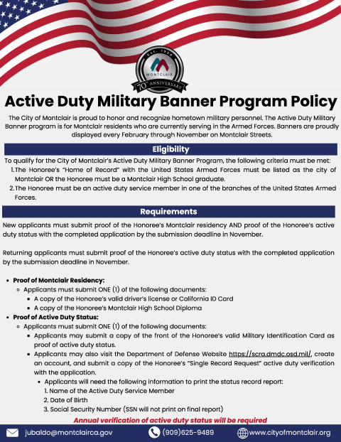 First page of the 2026–2027 Active Duty Military Banner Application