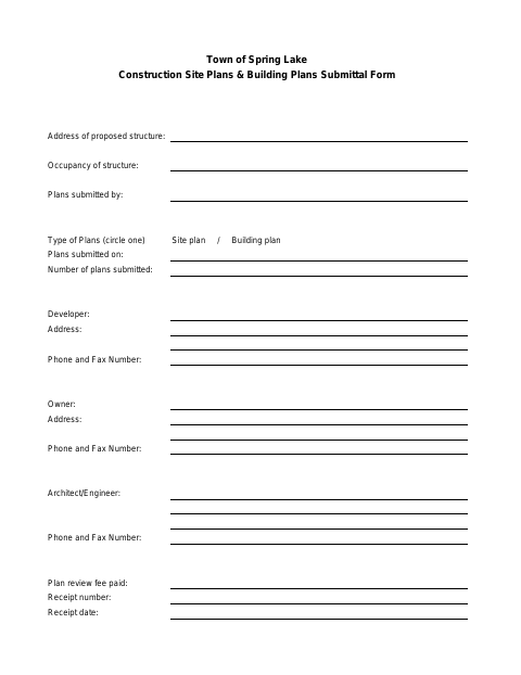 First page of the Construction Site Plans & Building Plans Submittal Form