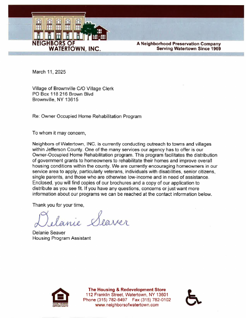 First page of the Owner-Occupied Home Rehabilitation Program Pre-Application