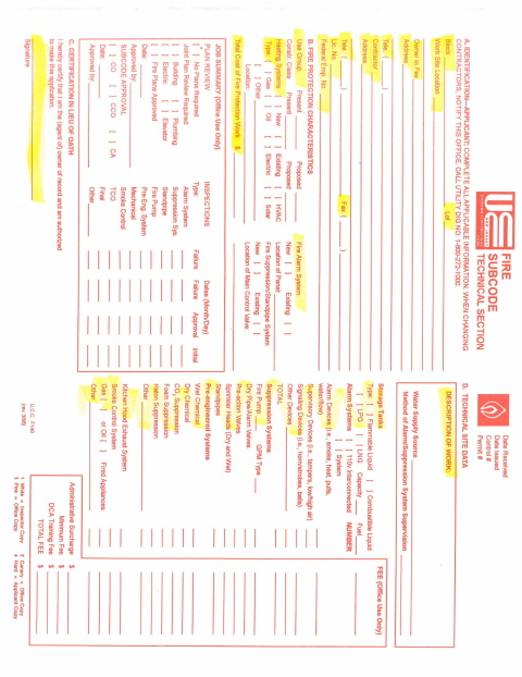 First page of the Fire Technical Sheet